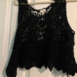 POL NWOT crotchet black top one size fits most. Final price